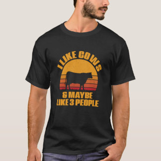 Ich mag Kühe und vielleicht mag ich 3 Leute Retro  T-Shirt