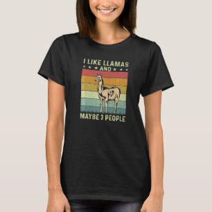 Ich mag Lamas und vielleicht 3 Leute Retro 60er 70 T-Shirt