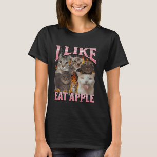 Ich mag lustige Katze Apfel Meme Bootleg Grafik es T-Shirt