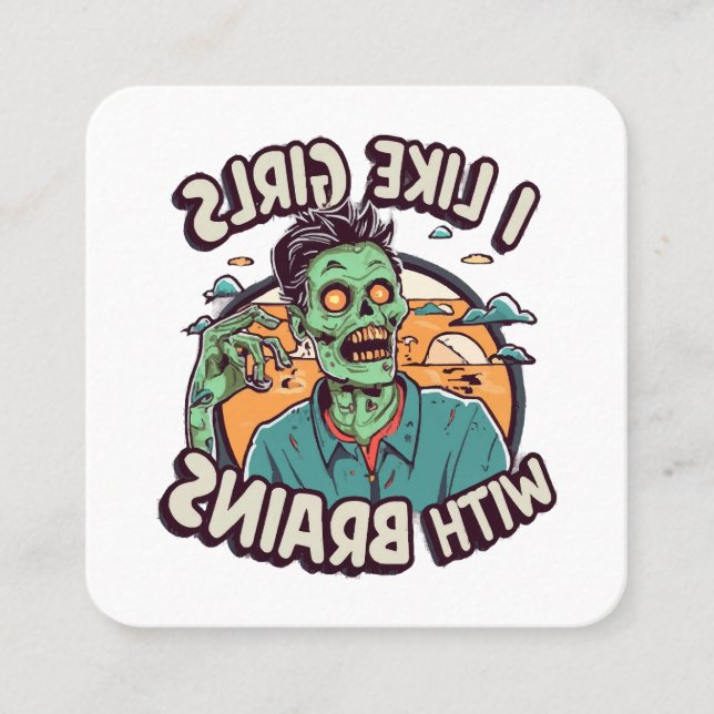 Ich mag Mädchen mit Gehirnen Quadratische Visitenkarte (Vorderseite)