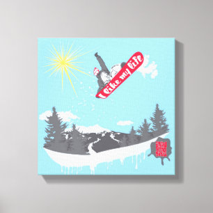 "Ich mag mein Leben" Snowboarding-Leinwand Leinwanddruck