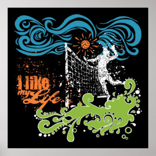 "Ich mag MEIN Leben" Volleyball-Plakat Poster