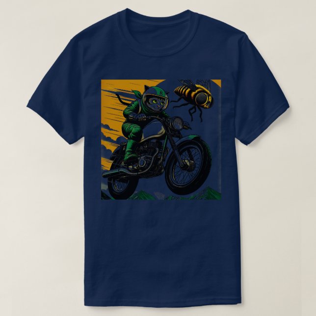 Ich mag mein Motorrad meine Katze Cicadas Cat 2024 T-Shirt (Design vorne)