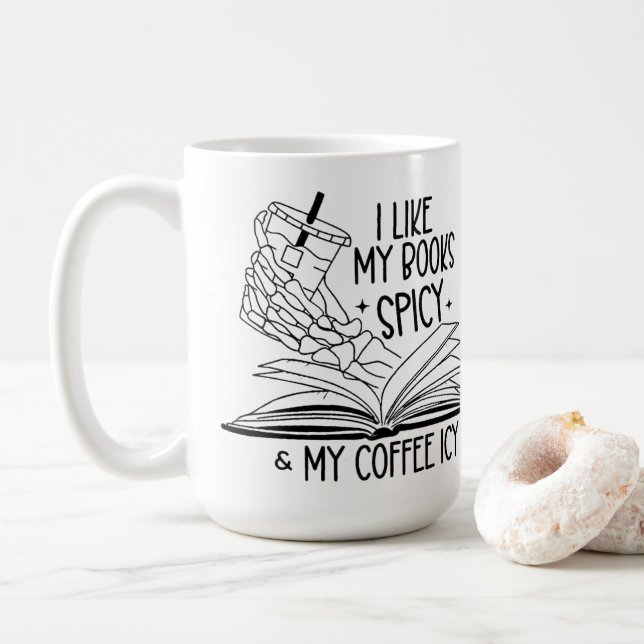 Ich mag meine Bücher scharf und meine Kaffeeeise Kaffeetasse (Mit Donut)