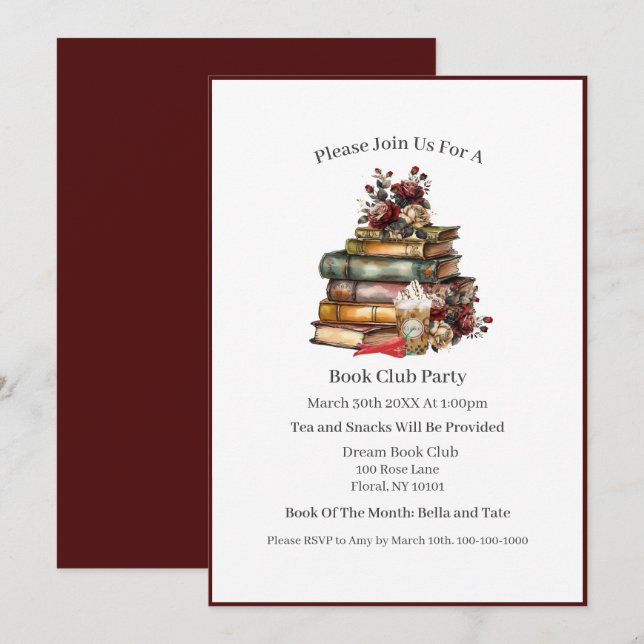 Ich mag meine Bücher scharfsinnig und meinen Kaffe Einladung (Vorne/Hinten)