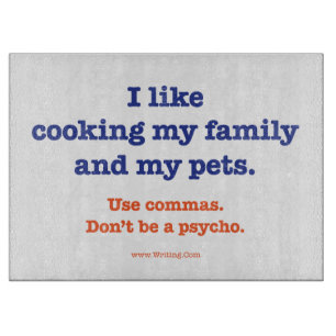 Ich mag meine Familie und meine Haustiere kochen Schneidebrett