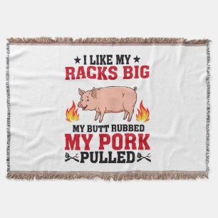 Ich mag meine Racks Big BBQ, Arsch Schwein Zitat Decke