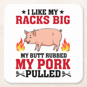 Ich mag meine Racks Big GRILLEN, Hintern Pornoange Rechteckiger Pappuntersetzer