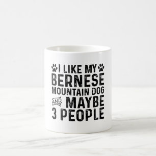 Ich mag meinen Berner Hund und 3 Personen Kaffeetasse