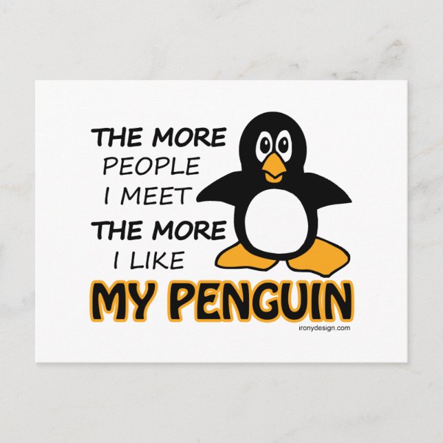 Ich mag meinen Pinguin Postkarte (Vorderseite)