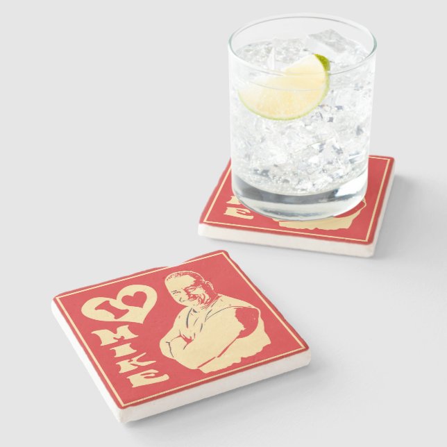 "Ich mag Mike" Coster Steinuntersetzer (Seitenansicht)