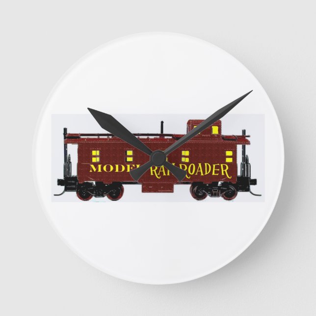 Ich mag Modellbahnen Runde Wanduhr (Vorderseite)