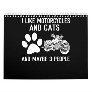 Ich mag Motorräder und Katzen Kunstgeschenk Kalender