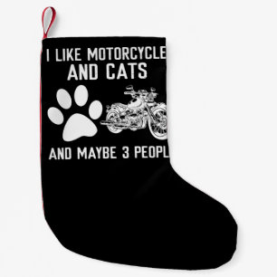 Ich mag Motorräder und Katzen Kunstgeschenk Kleiner Weihnachtsstrumpf