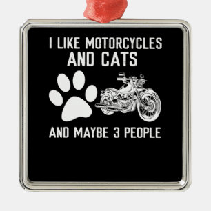 Ich mag Motorräder und Katzen Kunstgeschenk Ornament Aus Metall