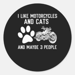 Ich mag Motorräder und Katzen Kunstgeschenk Runder Aufkleber