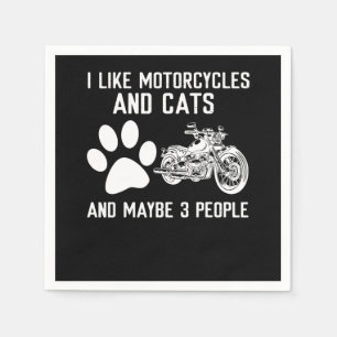 Ich mag Motorräder und Katzen Lustiges Kunstgesche Serviette