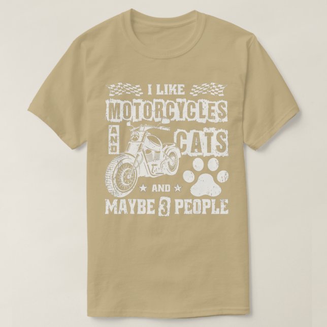 Ich mag Motorräder und Katzen und vielleicht 3 Leu T-Shirt (Design vorne)