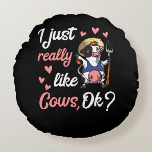 Ich mag Niedliche Kühe Rundes Kissen