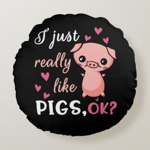 Ich mag Niedliches Schweinefleisch Rundes Kissen