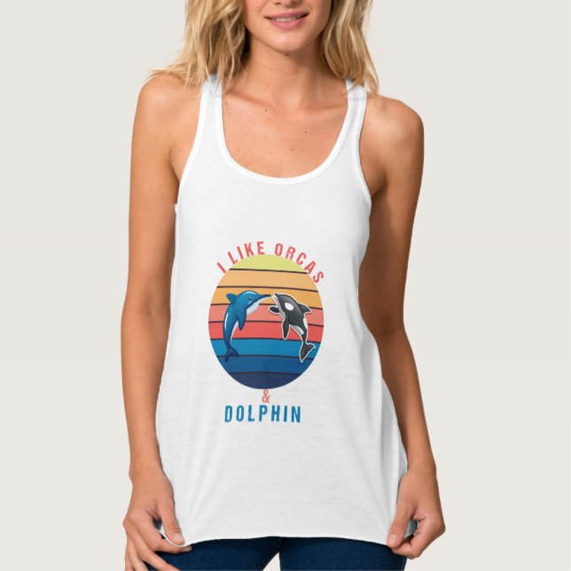 Ich mag Orcas und Delphin Tank Top (Vorderseite)