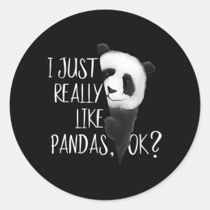 Ich mag Pandas Ok Watercolor Panda wirklich. Runder Aufkleber