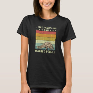 Ich mag Pangoline und vielleicht 3 Leute Retro 60e T-Shirt