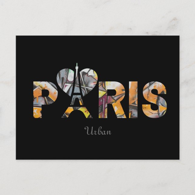Ich mag Paris mit einem bunten städtischen Hinterg Postkarte (Vorderseite)