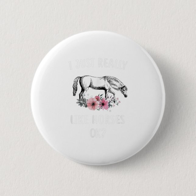 Ich mag Pferde, Pferdegeschenke Button (Vorderseite)