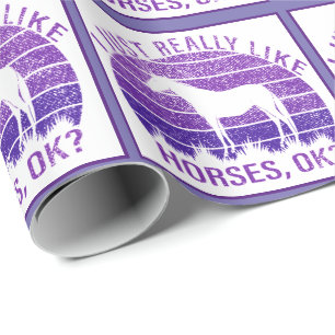 Ich mag Pferde wirklich Lila Geschenkpapier