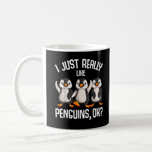Ich mag Pinguine Kinder Mädchen Jungen Frauen P Kaffeetasse (Links)