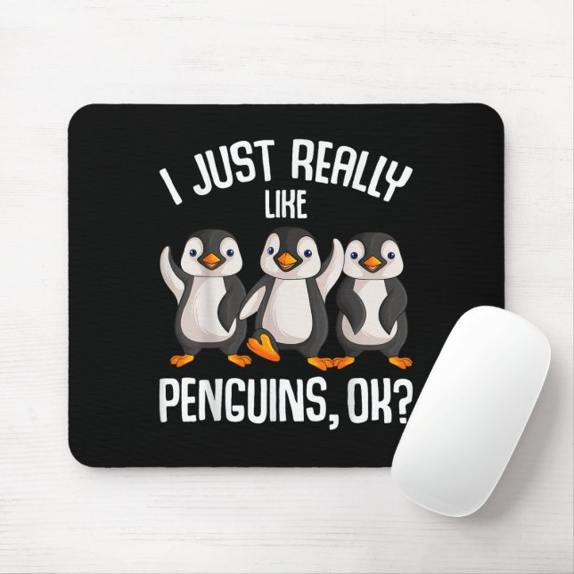 Ich mag Pinguine Kinder Mädchen Jungen Frauen P Mousepad (Mit Mouse)