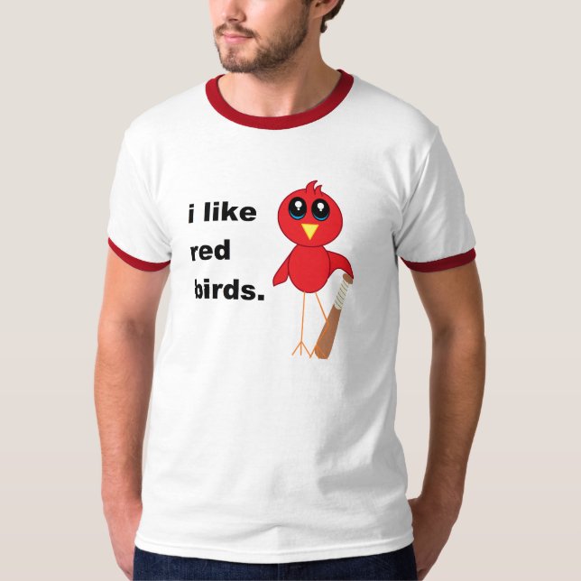 Ich mag rote Vögel T-Shirt (Vorderseite)
