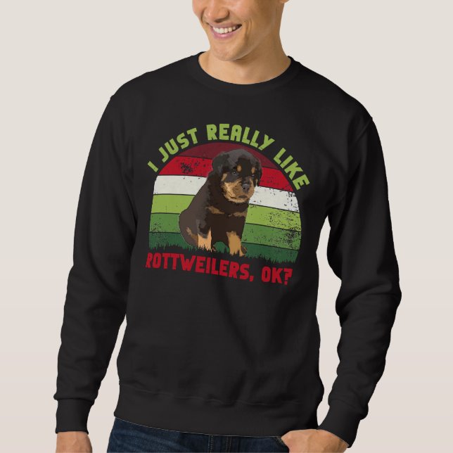 Ich mag Rottweilers einfach nur als Retro Sweatshirt (Vorderseite)