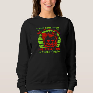 Ich mag ruhig aussehen, aber Halloween Spider Kürb Sweatshirt
