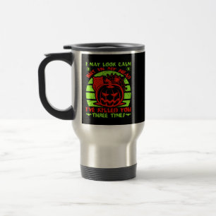 Ich mag ruhig aussehen, aber Halloween-Spinne-Kürb Reisebecher