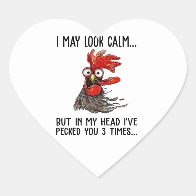 Ich mag ruhig aussehen, aber in meinem Kopf habe i Herz-Aufkleber (Vorderseite)