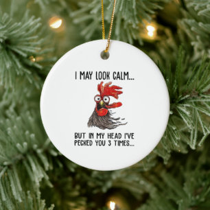 Ich mag ruhig aussehen, aber mein Kopf habe ich di Keramik Ornament
