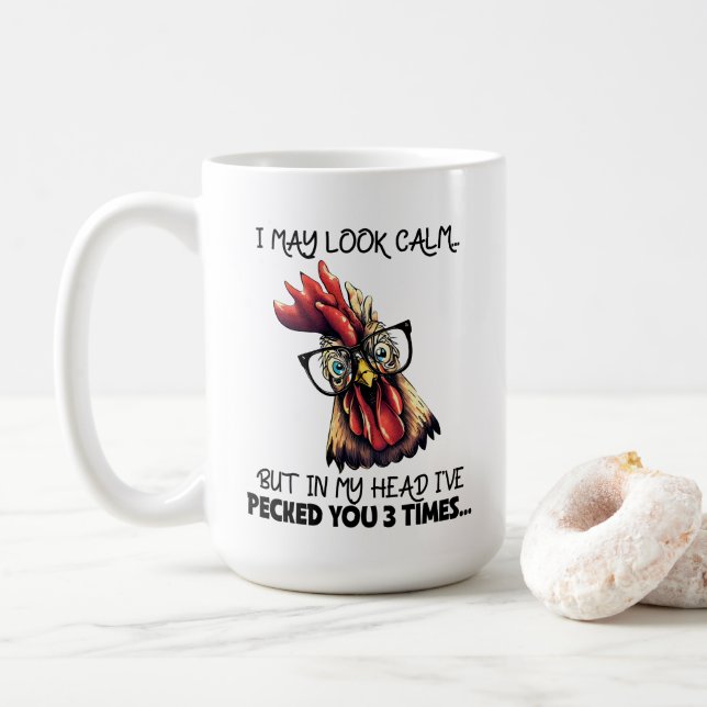 Ich mag ruhig aussehen Hühnenhennenhen Sarcasm Fun Kaffeetasse (Mit Donut)