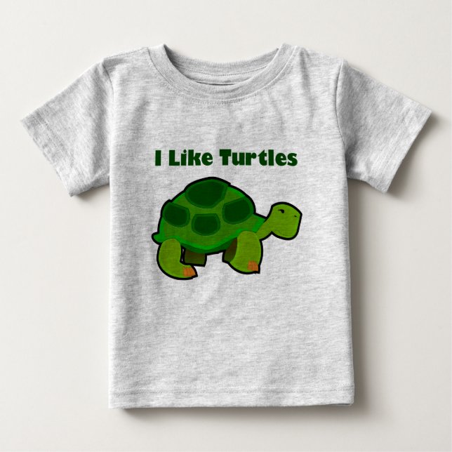 Ich mag Schildkröten - Baby Fine Jersey T - Shirt (Vorderseite)