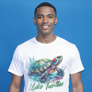 Ich mag Schildkröten Rothaarschirmklappen T-Shirt