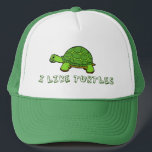 Ich mag Schildkröten Truckerkappe<br><div class="desc">Das lustige Schildkrötengeschenk,  das I Like Turtles unter einer niedlichen grünen Schildkröte lautet. Ein cooler Besitzer der Heimschildkröte.</div>