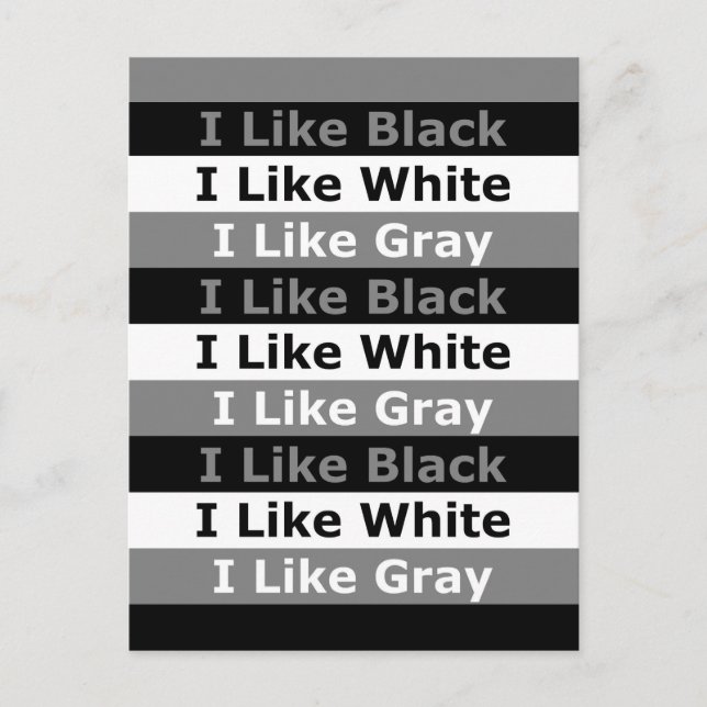 Ich mag Schwarz-weiße und grau gestrichene Gestalt Postkarte (Vorderseite)