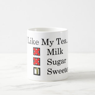 Ich mag... Schwarzer Tee mit 1 Süßstoff Kaffee Tas Kaffeetasse