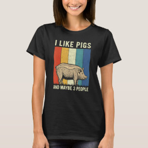 Ich mag Schweine und vielleicht 3 Leute Retro-Schw T-Shirt