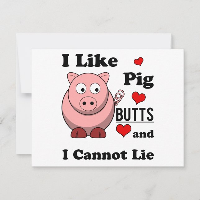 Ich mag Schweinefleisch Hintern Funny Schweineflei Einladung (Vorderseite)