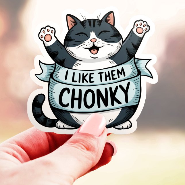 Ich mag sie Chonky Funny Cat Vinyl Aufkleber (Von Creator hochgeladen)