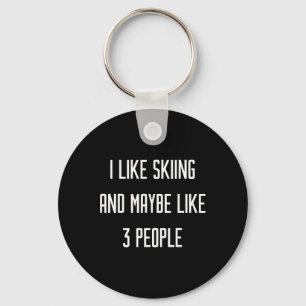 Ich mag Skifahren und vielleicht 3 Personen Winter Schlüsselanhänger
