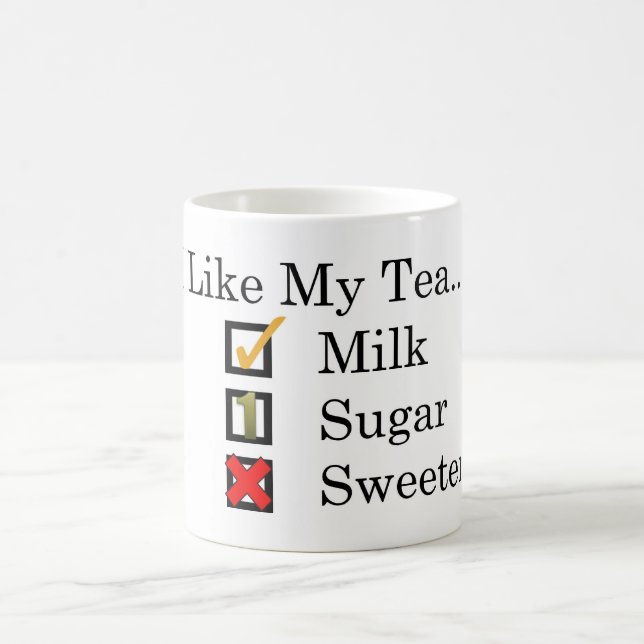 Ich mag... Tee mit Milch & 1 Zucker Kaffee Tasse (Mittel)
