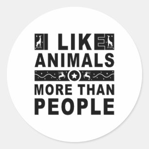 Ich mag Tiere mehr als Menschen 4 Runder Aufkleber